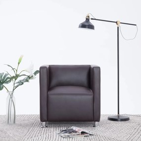 282140 vidaXL Fotoliu cubic, maro, piele ecologică