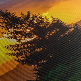 Tablou - coniferi (cu ceas) (90x30 cm)
