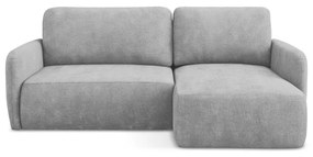 Colțar gri deschis extensibil/cu spațiu de depozitare cu tapițerie din chenille (cu colț pe partea dreaptă/cu șezlong) Lilo – Makamii