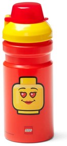 Sticlă pentru apă cu capac galben LEGO® Iconic, 390 ml, roşu
