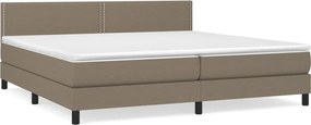 vidaXL Pat box spring cu saltea, gri taupe, 200x200 cm, textil