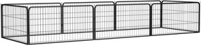 vidaXL Țarc câini 8 panouri negru 100x50 cm, oțel vopsit electrostatic
