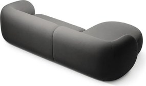 Colțar gri închis cu tapițerie din catifea (cu colț pe partea stângă/cu șezlong) Kate – Micadoni