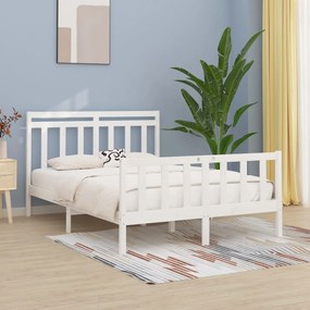 3107039 vidaXL Cadru de pat, alb, 160x200 cm, lemn masiv de pin
