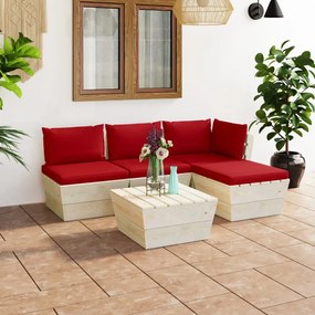 3063462 vidaXL Set mobilier grădină din paleți, 5 piese, cu perne, lemn molid