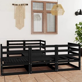 Set mobilier de gradina, 6 piese, negru, lemn masiv de pin Negru, 1, nu