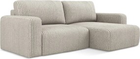 Colțar bej extensibil/cu spațiu de depozitare cu tapițerie din catifea reiată (cu colț pe partea dreaptă/cu șezlong) Kona – Makamii