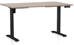 Masa inaltime reglabila OfficeTech B, 140 x 80 cm, bază neagră, stejar