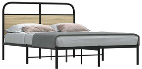 vidaXL Cadru de pat fără saltea 120x190 cm Lemn derivat stejar Sonoma