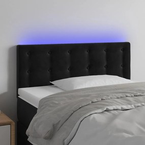3122078 vidaXL Tăblie de pat cu LED, negru, 80x5x78/88 cm, catifea