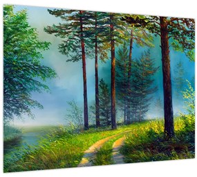 Tablou pe sticlă - Pictură în ulei de peisaj (70x50 cm)