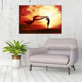 Tablou - Silueta femeii la apus de soare (90x60 cm)