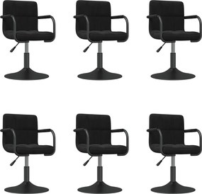 vidaXL Scaune de sufragerie pivotante 6 buc, negru, catifea