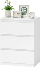 HOMCOM Comodă cu 3 sertare, pentru living, dormitor, hol, PAL, Alb | Aosom Romania