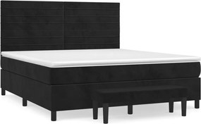 vidaXL Pat box spring cu saltea, negru, 160x200 cm, catifea