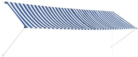 vidaXL Copertină retractabilă, albastru și alb, 400 x 150 cm