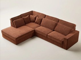 Colțar arămiu cu tapițerie din chenille (cu colț pe partea stângă/în formă de ”L”) Kirou – Maison de Rêve