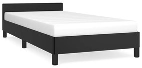 Cadru de pat cu tablie, negru, 90x190 cm, piele ecologica Negru, 90 x 190 cm