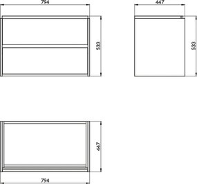 Dulap baie suspendat Cersanit Crea pentru lavoar incastrabil, 80 cm, stejar Stejar