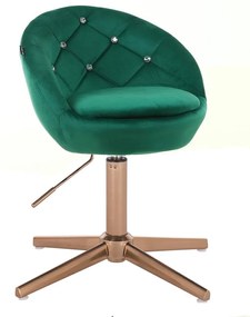 HR948CROSS Scaun Verde din Catifea cu Bază Aurie