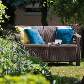 Canapea Corfu, maro, cu pernă taupe caldă