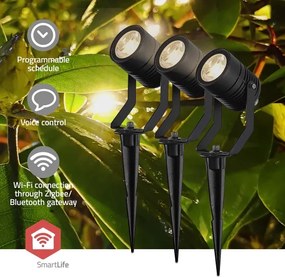 Nedis ZBLOS10RGBW3 - Set de 3 lămpi LED RGBW, reglabile, pentru exterior, LED/3W/230V, IP65, Wi-Fi Tuya