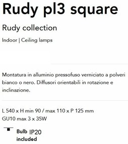 Plafoniera cu spoturi Rudy pl3 square alba