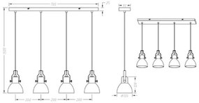 Lustră pe cablu GINELLI 4xE14/28W/230V Trio