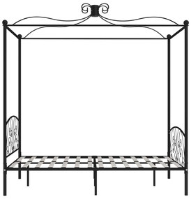 Cadru de pat cu baldachin, negru, 120 x 200 cm, metal Negru, 120 x 200 cm