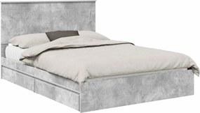 vidaXL Pat cu storage Gri din beton 150 x 200 cm Lemn compozit