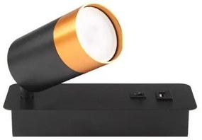 Spot de perete cu încărcător USB 1xGU10/35W/230V negru/auriu
