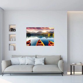 Tablou - Lac cu bărci (90x60 cm)