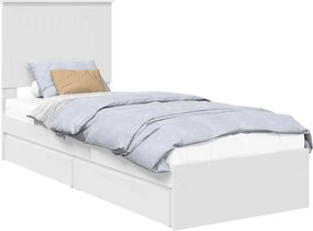 vidaXL Pat cu storage cu headboard Alb 75 x 190 cm Lemn compozit