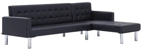 282229 vidaXL Canapea extensibilă în formă de L, negru, piele artificială