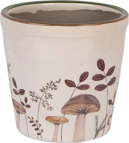 Ghiveci bej, din ceramica, Ø15x14 cm, Mushrooms