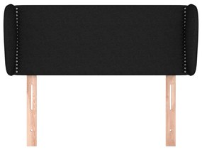 Tablie de pat cu aripioare negru 93x23x78 88 cm textil 1, Negru, 93 x 23 x 78 88 cm