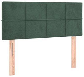 Pat box spring cu saltea, verde inchis, 100x200 cm, catifea Verde inchis, 100 x 200 cm, Cu blocuri patrate