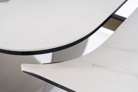Set masa extensibila Infinity Ceramic alb/maro - L160-240 cm + 5 scaune Azalia piele olive