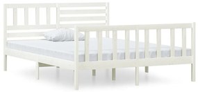 3101124 vidaXL Cadru de pat mic dublu, alb, 120x190 cm, lemn masiv