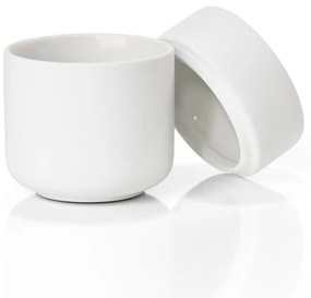 Borcan din gresie cu capac Zona UME, alb