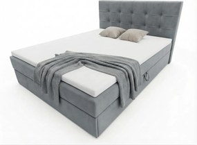 Pat boxspring tapitat DIRELIS TRINITY 180x200 cm gri Saltea: Saltea cu arcuri Bonell