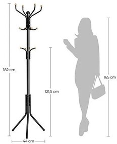 Cuier tip pom, Songmics, Metal, Negru, 182 cm