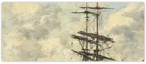 Tablou - Eugène Boudin, Ship on the Touques, reproducere (120x50 cm)