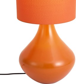 Lampă de podea retro portocalie cu abajur din material textil - Mina