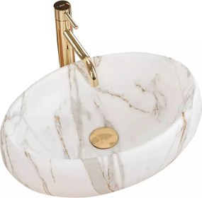 Lavoar pe blat Rea Linda oval finisaj piatra lava mat 49 cm