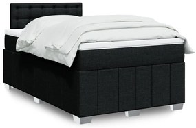 vidaXL Pat box spring cu saltea, negru, 120x200 cm, textil