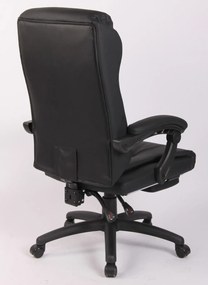 RESIGILAT- Scaun directorial, suport picioare, inaltime reglabila, spatar rabatabil 90-130 grade, piele PU, Negru