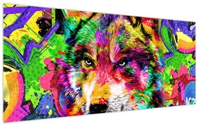 Tablou - Lupul cu graffiti (120x50 cm)