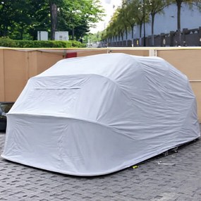 Garaj auto pliabil, Adăpost Mobil Impermeabil, Cadru Metalic, Gri, Model vara – Durabilitate, Protecție completă, Instalare rapidă, 6x2,6x2,55m,