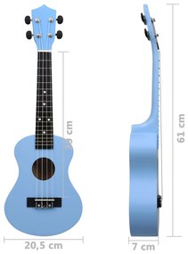 Set de ukulele soprano, pentru copii, cu husa, bleu, 23   Albastru, 23